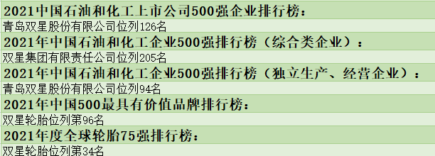 青島雙星輪胎工業(yè)有限公司怎么樣？2021年排名匯總