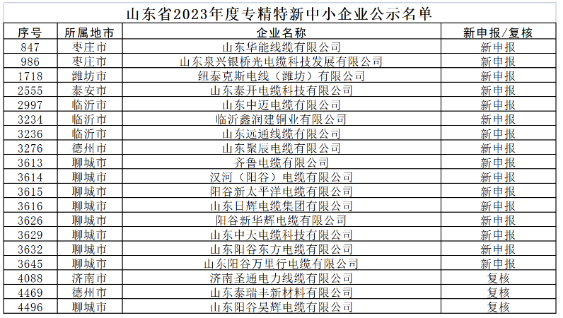 這些企業(yè)涉及多個領(lǐng)域，包括電纜制造、新材料、建材等。入選企業(yè)中，山東華能線纜有限公司、山東泉興銀橋光電纜科技發(fā)展有限公司、紐泰克斯電線(濰坊)有限公司等電線電纜企業(yè)榜上有名。