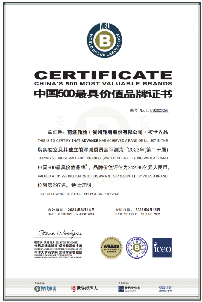 貴州輪胎以“創(chuàng)造價(jià)值，回饋社會(huì)”為使命，將繼續(xù)致力于培育品牌和產(chǎn)品的宣傳與服務(wù)體系，提升公司及產(chǎn)品的市場(chǎng)形象和核心競(jìng)爭(zhēng)力，為用戶創(chuàng)造更大的價(jià)值。憑借多年的努力，貴州輪胎已經(jīng)開(kāi)發(fā)出一系列國(guó)內(nèi)獨(dú)有的技術(shù)和產(chǎn)品，如高端載重?zé)o內(nèi)胎輪胎、綠色節(jié)油安全型寬基無(wú)內(nèi)胎輪胎、高性能農(nóng)業(yè)子午線輪胎、沙地浮力胎、輕軌列車輪胎、剛性自卸車輪胎等，這些產(chǎn)品在國(guó)內(nèi)外市場(chǎng)上獲得了廣泛認(rèn)可。
